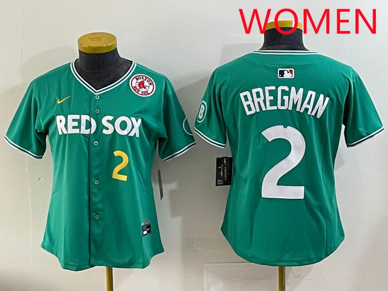 Women 2025 Boston Red Sox #2 Bregman Dark Green Joint Name Nike MLB Jersey style 6->women mlb jersey->Women Jersey